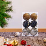 Maxbell 6Pcs Christmas Ball Ornaments Christmas Ornaments for Holiday Special Events black and gold