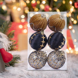 Maxbell 6Pcs Christmas Ball Ornaments Christmas Ornaments for Holiday Special Events black and gold