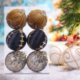Maxbell 6Pcs Christmas Ball Ornaments Christmas Ornaments for Holiday Special Events black and gold