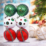 Maxbell 6Pcs Christmas Ball Ornaments Christmas Ornaments for Holiday Special Events red green white