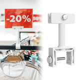 Maxbell Sign Holder Clamp Sturdy Shop Clothing Rack Signs Holder for Sale Exhibition White
