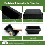 Maxbell Rubber feed Pan Rectangle Resistant Horse Feeder for Goats Cats Multipurpose