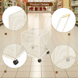 Maxbell Shopping Cart Heavy Duty Portable Utility Cart for Grocery Household Luggage White