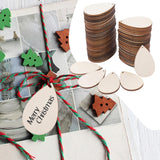 Maxbell 100x Unfinished Wood Slices Teardrop Shaped for Xmas Party Supplies Holidays