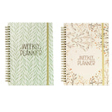 Maxbell A5 Weekly Planner Notebook Productivity Organizer for Family Office Business Green Leaves