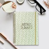 Maxbell A5 Weekly Planner Notebook Productivity Organizer for Family Office Business Green Leaves