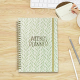 Maxbell A5 Weekly Planner Notebook Productivity Organizer for Family Office Business Green Leaves