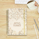 Maxbell A5 Weekly Planner Notebook Productivity Organizer for Family Office Business Red flowers