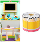 Maxbell 18M Pencil Border Roll Bulletin Board Trim for Office, Window Paper Die Cut Style A