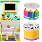 Maxbell 18M Pencil Border Roll Bulletin Board Trim for Office, Window Paper Die Cut Style A