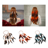 Maxbell Boho Artificial Feather Headband Hair Accessories for Cosplay Festival Women Brown