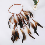 Maxbell Boho Artificial Feather Headband Hair Accessories for Cosplay Festival Women Brown