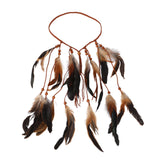 Maxbell Boho Artificial Feather Headband Hair Accessories for Cosplay Festival Women Brown
