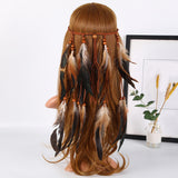 Maxbell Boho Artificial Feather Headband Hair Accessories for Cosplay Festival Women Brown
