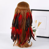 Maxbell Boho Artificial Feather Headband Hair Accessories for Cosplay Festival Women Orange