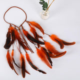 Maxbell Boho Artificial Feather Headband Hair Accessories for Cosplay Festival Women Orange