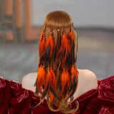 Maxbell Boho Artificial Feather Headband Hair Accessories for Cosplay Festival Women Orange