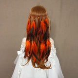 Maxbell Boho Artificial Feather Headband Hair Accessories for Cosplay Festival Women Orange