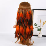 Maxbell Boho Artificial Feather Headband Hair Accessories for Cosplay Festival Women Orange