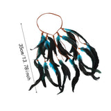 Maxbell Boho Artificial Feather Headband Hair Accessories for Cosplay Festival Women Blue