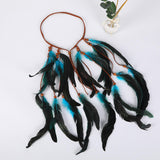 Maxbell Boho Artificial Feather Headband Hair Accessories for Cosplay Festival Women Blue