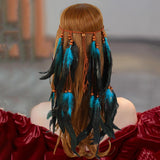 Maxbell Boho Artificial Feather Headband Hair Accessories for Cosplay Festival Women Blue