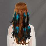 Maxbell Boho Artificial Feather Headband Hair Accessories for Cosplay Festival Women Blue