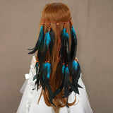Maxbell Boho Artificial Feather Headband Hair Accessories for Cosplay Festival Women Blue