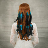 Maxbell Boho Artificial Feather Headband Hair Accessories for Cosplay Festival Women Blue