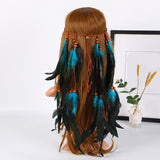 Maxbell Boho Artificial Feather Headband Hair Accessories for Cosplay Festival Women Blue