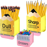 Maxbell 3 Pieces Wooden Pencil and Eraser Storage Box Kit Lightweight Pens Organizer