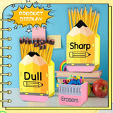 Maxbell 3 Pieces Wooden Pencil and Eraser Storage Box Kit Lightweight Pens Organizer