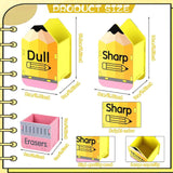 Maxbell 3 Pieces Wooden Pencil and Eraser Storage Box Kit Lightweight Pens Organizer