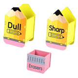 Maxbell 3 Pieces Wooden Pencil and Eraser Storage Box Kit Lightweight Pens Organizer