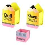 Maxbell 3 Pieces Wooden Pencil and Eraser Storage Box Kit Lightweight Pens Organizer