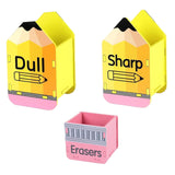 Maxbell 3 Pieces Wooden Pencil and Eraser Storage Box Kit Lightweight Pens Organizer