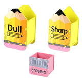 Maxbell 3 Pieces Wooden Pencil and Eraser Storage Box Kit Lightweight Pens Organizer