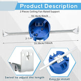 Maxbell Round Electrical Box with Hanger Bar Commercial Reliable Ceiling Fan Bracket Dark Blue