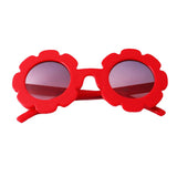 Cute Sun Flower Kids Baby Boy Girl Soft Plastic UV400 Sunglasses Red + Black