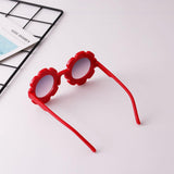 Cute Sun Flower Kids Baby Boy Girl Soft Plastic UV400 Sunglasses Red + Black