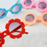 Stylish Flower Kids Baby Boy Girl Soft Plastic UV400 Sunglasses Red + Pink