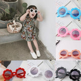 Cute Sun Flower Kids Baby Boy Girl Soft Plastic UV400 Sunglasses Red + Black
