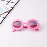 Cute Sun Flower Kids Baby Boy Girl Soft Plastic UV400 Sunglasses Red + Pink