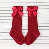 Maxbell Maxbell Baby Girls knee High Socks Bowknot Toddler Babies School Socks 0-2T Red