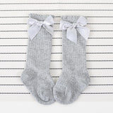 Maxbell Maxbell Baby Girls knee High Socks Bowknot Toddler Babies School Socks 0-2T Gray