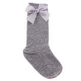 Maxbell Maxbell Baby Girls knee High Socks Bowknot Toddler Babies School Socks 0-2T Gray