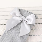 Maxbell Maxbell Baby Girls knee High Socks Bowknot Toddler Babies School Socks 0-2T Gray