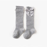 Maxbell Maxbell Baby Girls knee High Socks Bowknot Toddler Babies School Socks 0-2T Gray