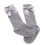 Maxbell Maxbell Baby Girls knee High Socks Bowknot Toddler Babies School Socks 0-2T Gray