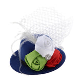 Maxbell Rose Feather Hat Child Mini Top Hat Fascinator Feather Headpiece  Blue